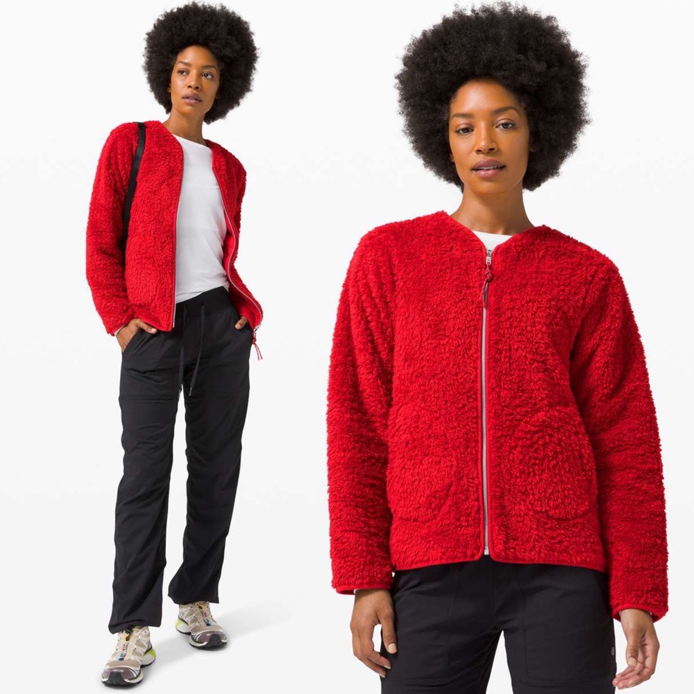 Lululemon Oh So Sherpa Full Zip Dark Red Jacket